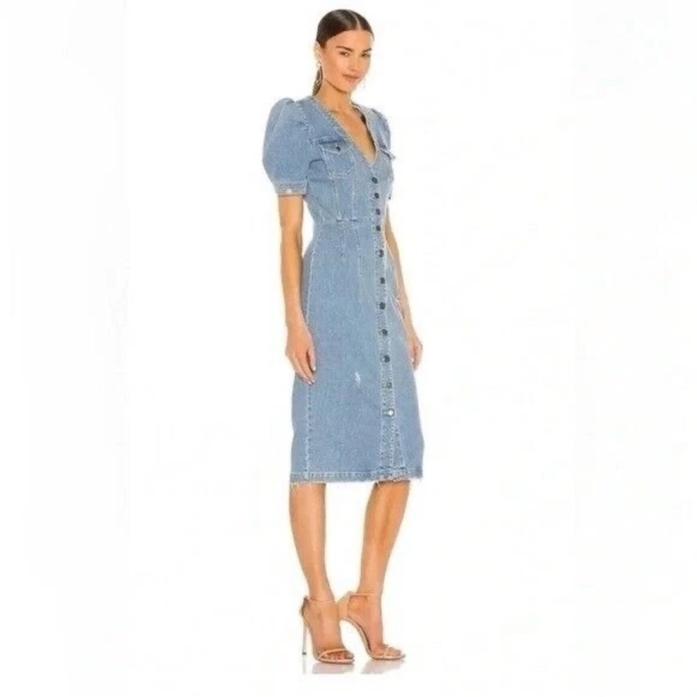 NWT Retrofete Annie Dress Light Blue Denim Distressed Sz S MSRP $495 - Picture 2 of 10